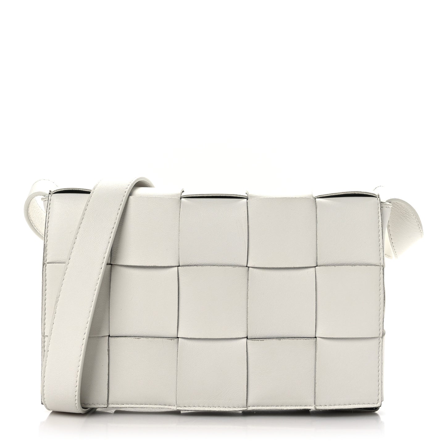 Lambskin Maxi Intrecciato Cassette Crossbody Bag White