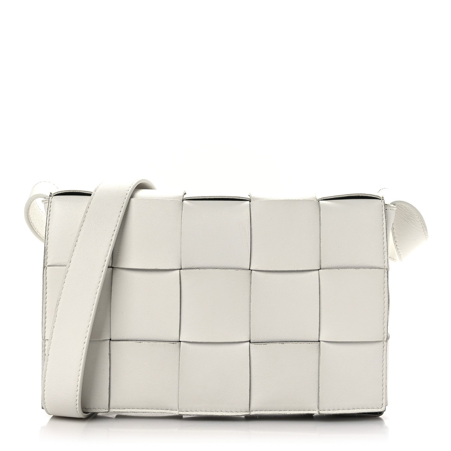 Bottega Veneta Lambskin Maxi Intrecciato Cassette Crossbody Bag White 1 of 8