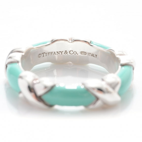 Tiffany Sterling Silver Enamel Signature X Ring 4.5 3 of 4