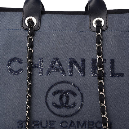 Chanel Canvas Sequin Large Deauville Tote Navy 8 of 10