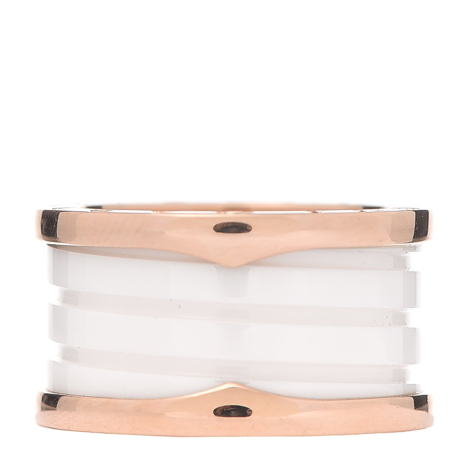 Bulgari 18K Rose Gold White Ceramic B.Zero1 Four-Band Ring 54 6.75 1 of 5