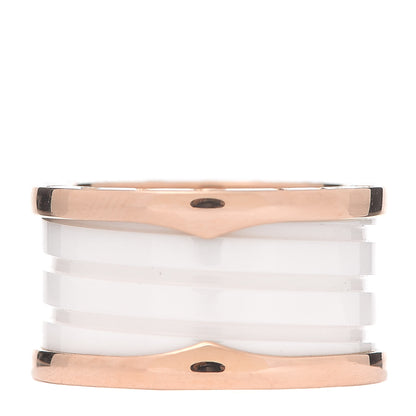 Bulgari 18K Rose Gold White Ceramic B.Zero1 Four-Band Ring 54 6.75 1 of 5