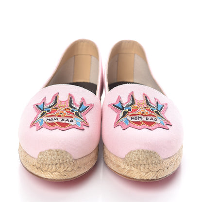 Christian Louboutin CHRISTIAN LOUBOUTIN Canvas Lougalia Appliqued Cario Loubi Flat Espadrilles 37 Dolly 2 of 8