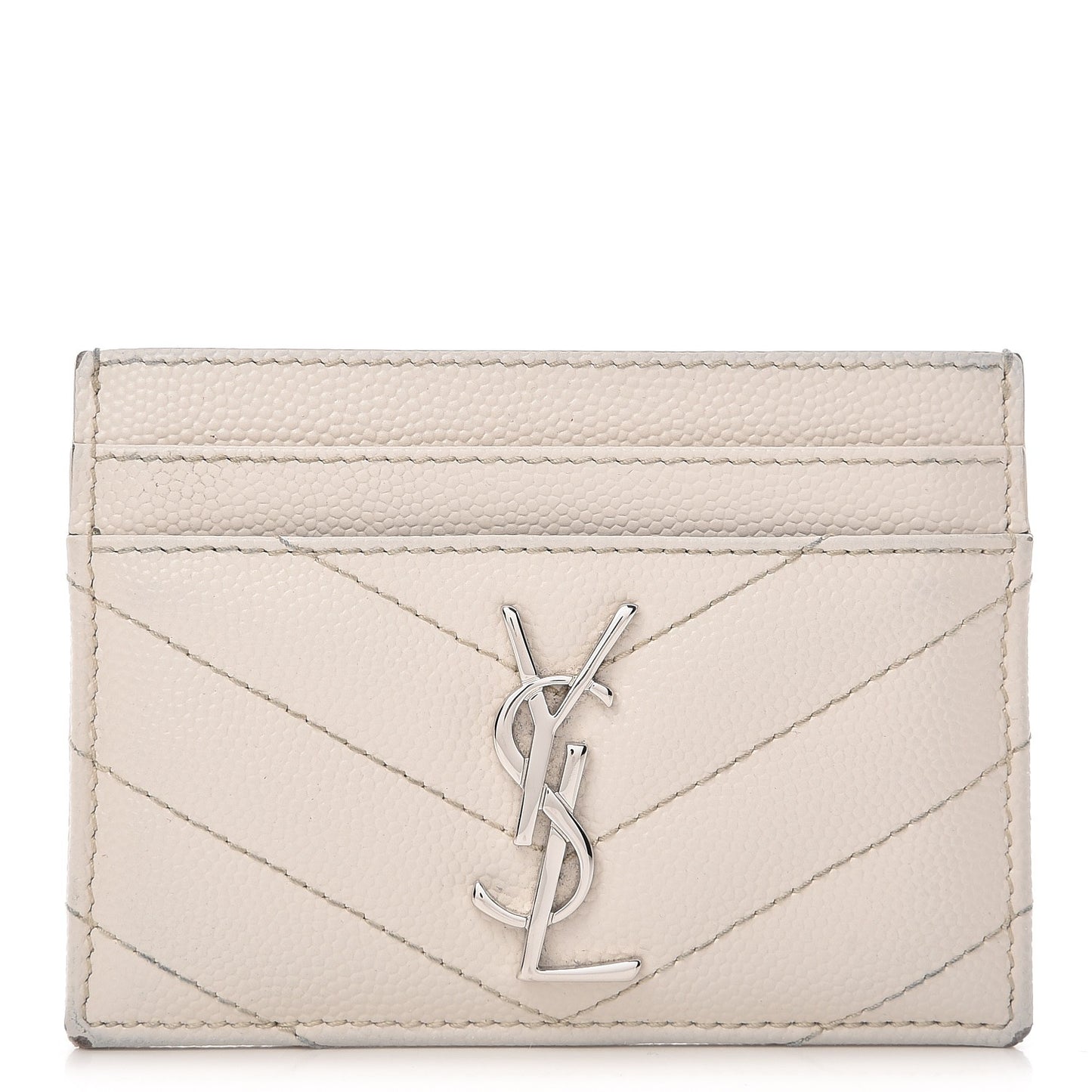 Grain De Poudre Matelasse Chevron Card Case Icy White