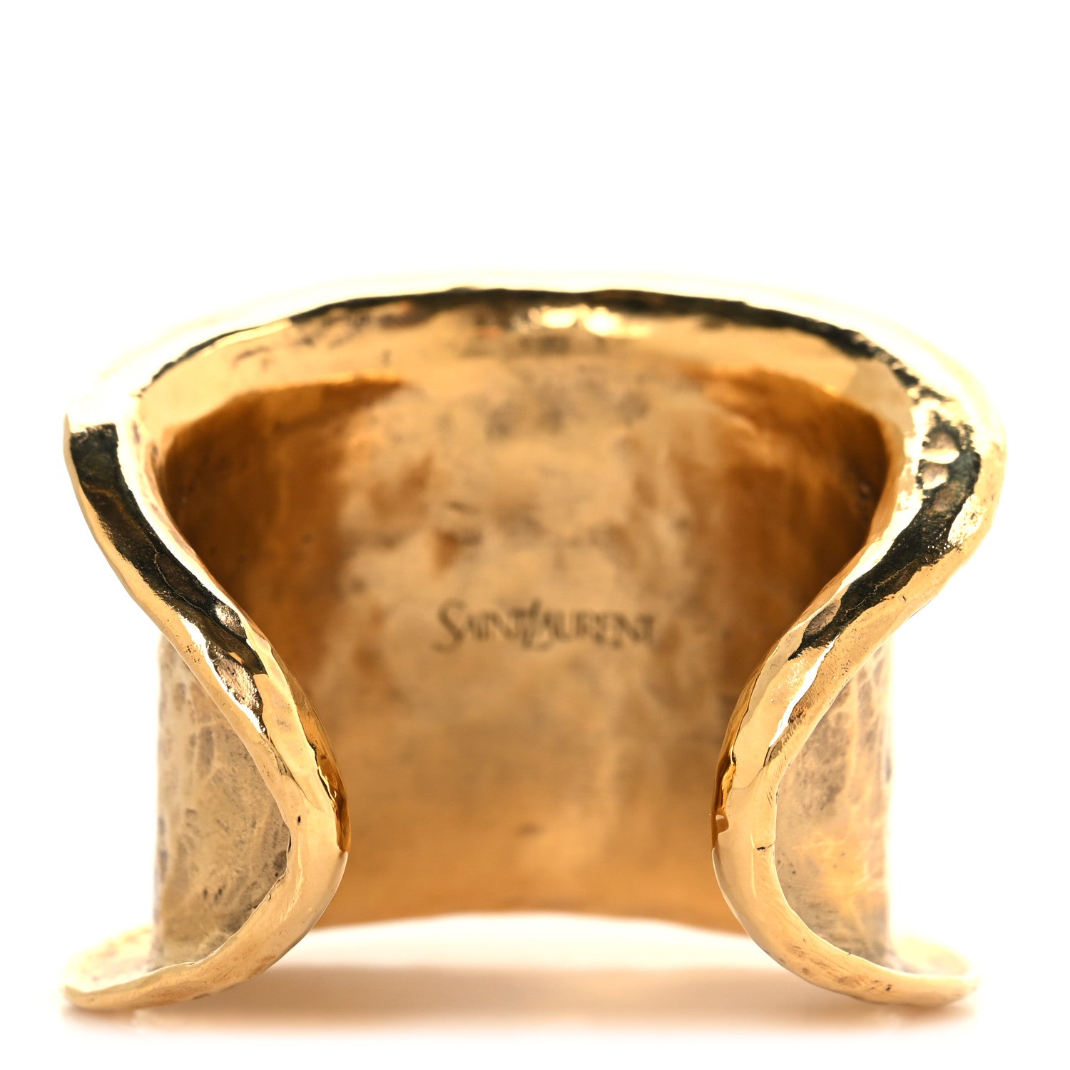 Saint Laurent Brass Resin Petal Cabochon Cuff Bracelet M Gold Red 3 of 4