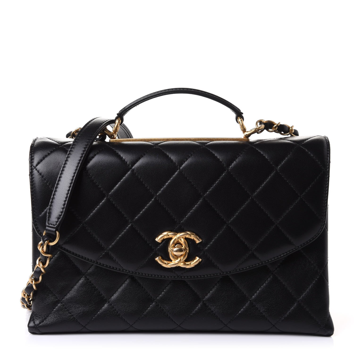 Chanel Lambskin Quilted Large Trendy Spirit Top Handle Bag Black 1 of 10