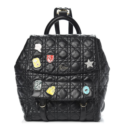 Christian Dior Lambskin Cannage Small Lucky Badge Stardust Backpack Black 1 of 8