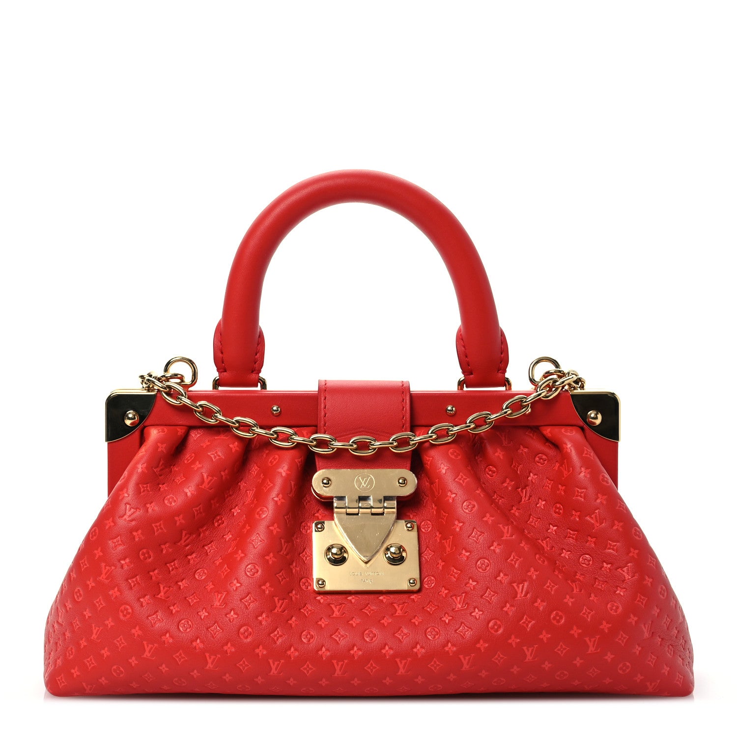 Louis Vuitton Calfskin Nanogram Embossed Clutch Red 1 of 11