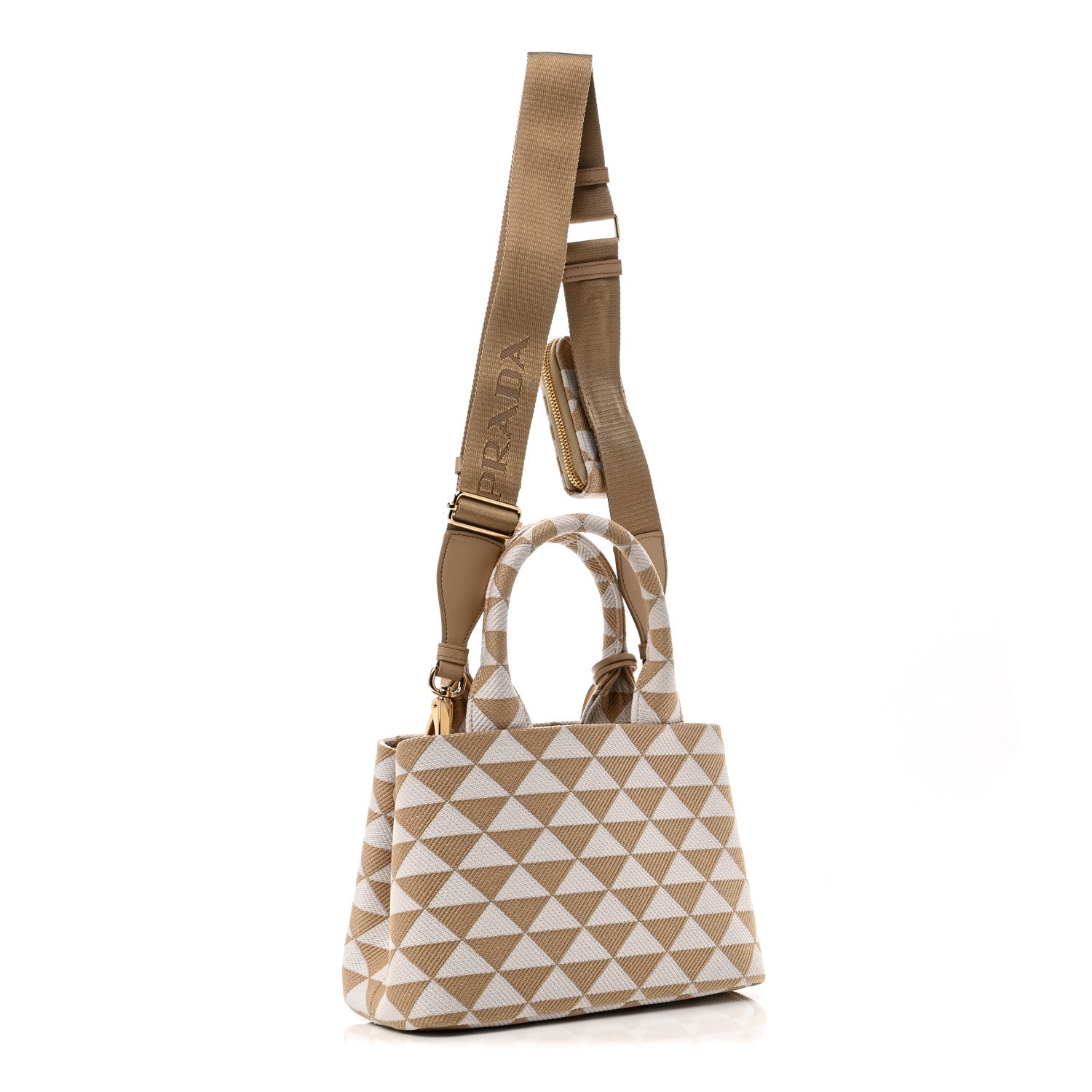 Prada Jacquard Triangolo Symbole Embroidered Tote Corda Talco 3 of 9