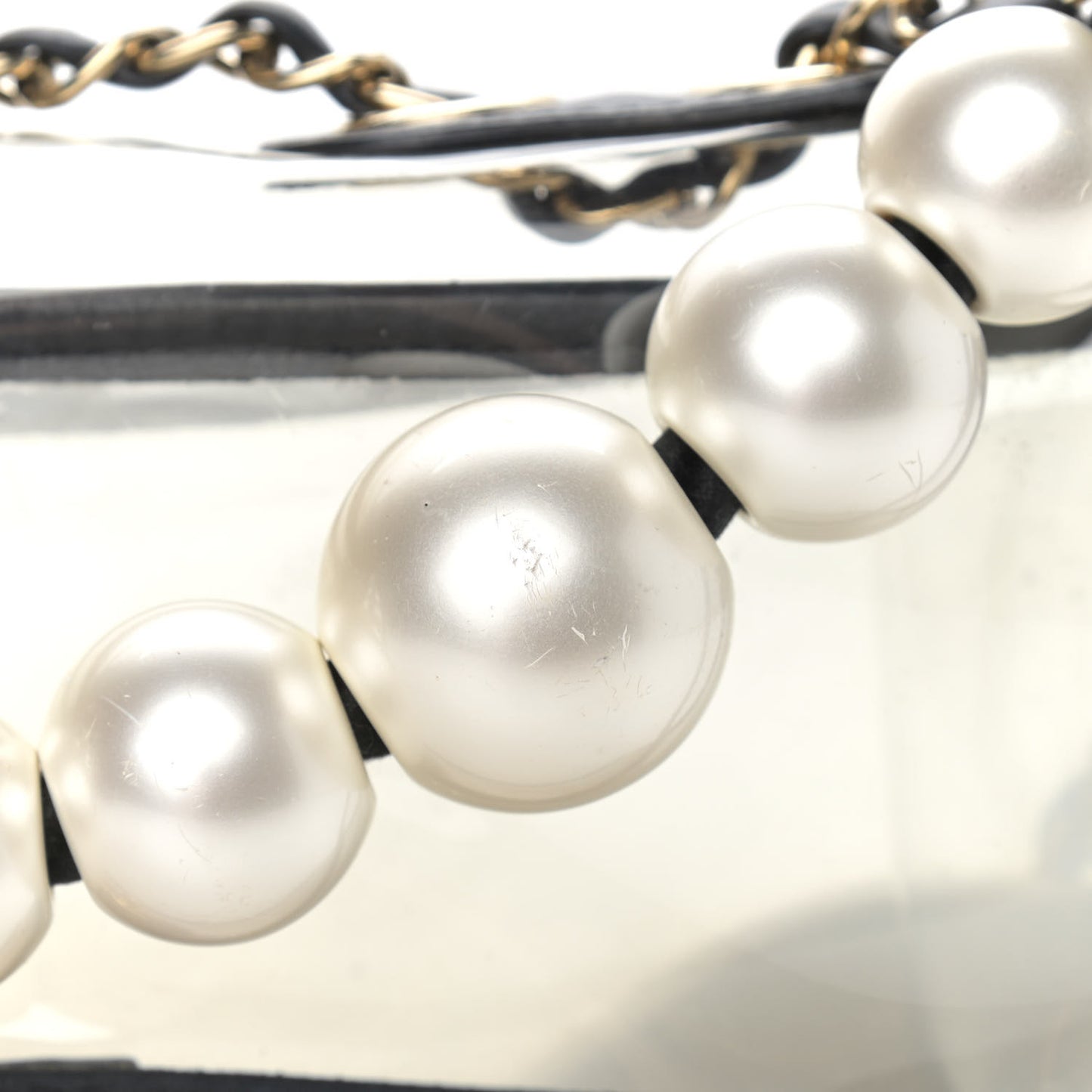 Lambskin PVC Sand By The Sea Flap With Pearl Strap Black