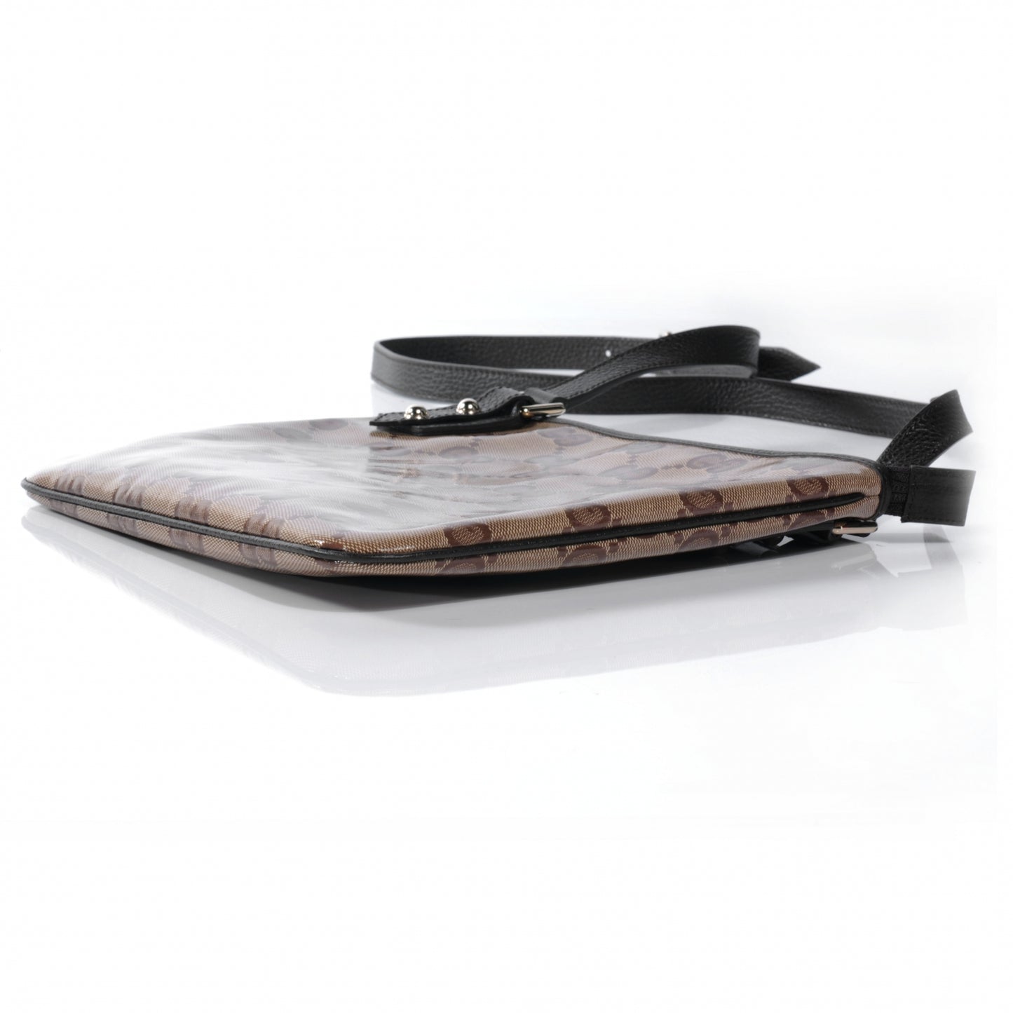 Crystal Monogram Flat Messenger Bag Beige Dark Brown