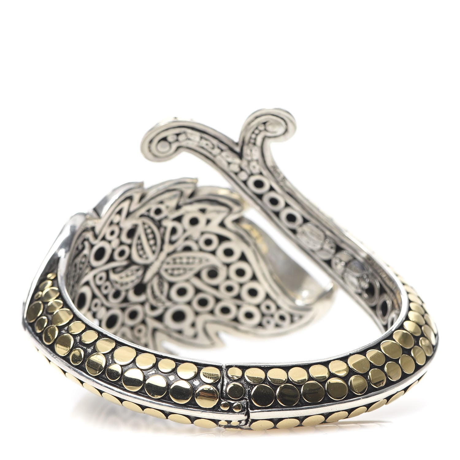 John Hardy Sterling Silver 18K Yellow Gold Ayu Dot Leaf Cuff Bracelet 3 of 6