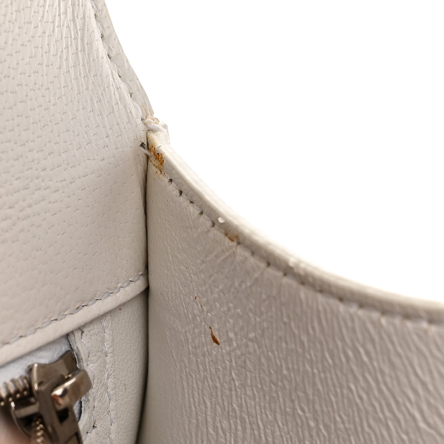 Grained Calfskin Small Hourglass Top Handle Bag White