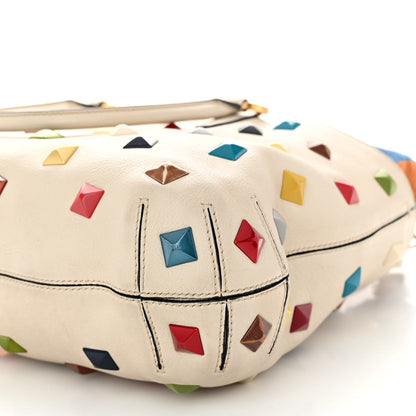 Fendi Calfskin Studded Medium B Fab Drawstring Tote Milk Multicolor 10 of 11
