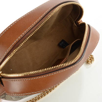 Gucci GG Supreme Monogram Cuoio Toscano Mini Chain Shoulder Bag Beige Ebony Cuir 5 of 7