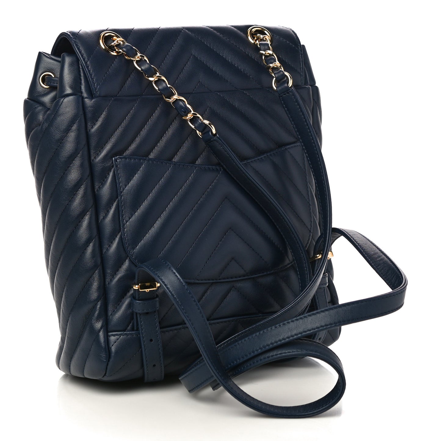 Calfskin Chevron Quilted Small Urban Spirit Backpack Navy