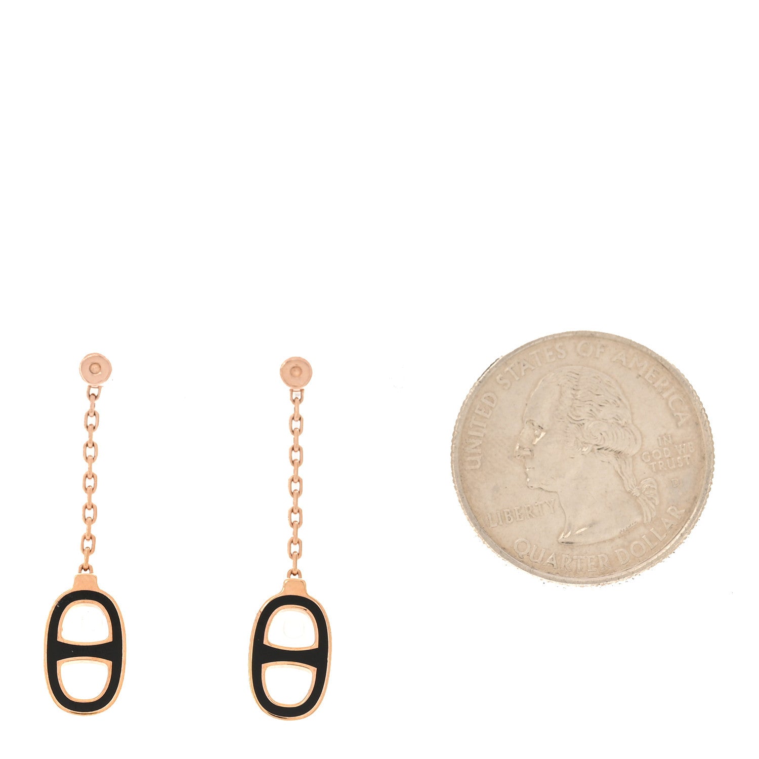 Hermes Rose Gold Lacquered Farandole Drop Earrings Black 2 of 7