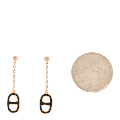 Hermes Rose Gold Lacquered Farandole Drop Earrings Black 2 of 7