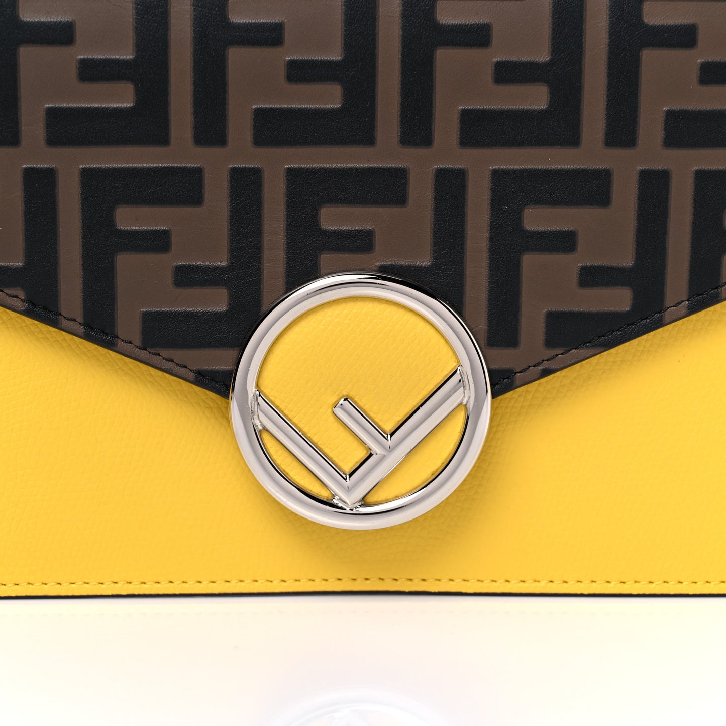 Vitello Cruise F is Fendi Bi-Color FF 1974 Embossed Medium Envelope Wallet On Chain Maya Black Sunflower