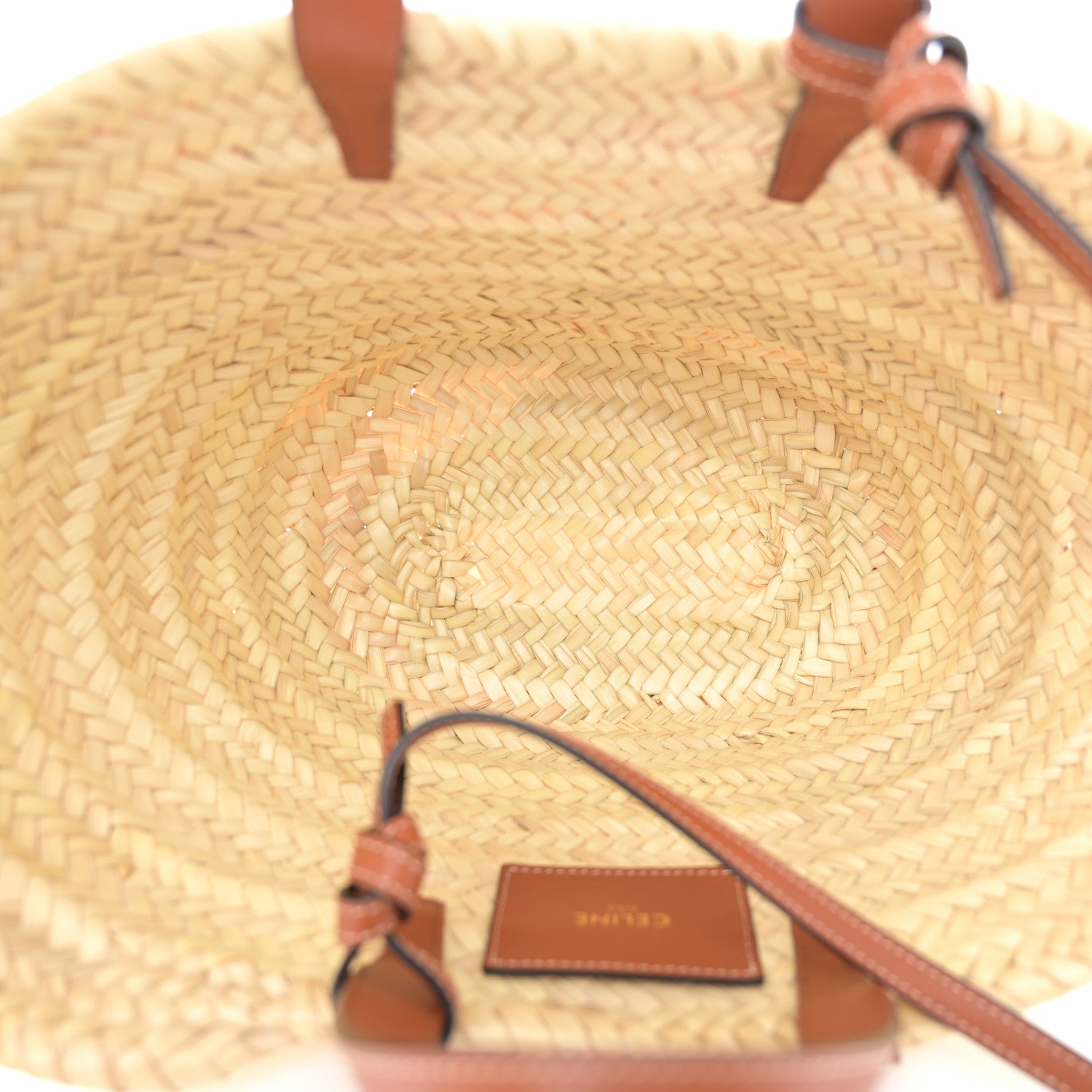 Celine Raffia Calfskin Triomphe Teen Panier Tan 5 of 9