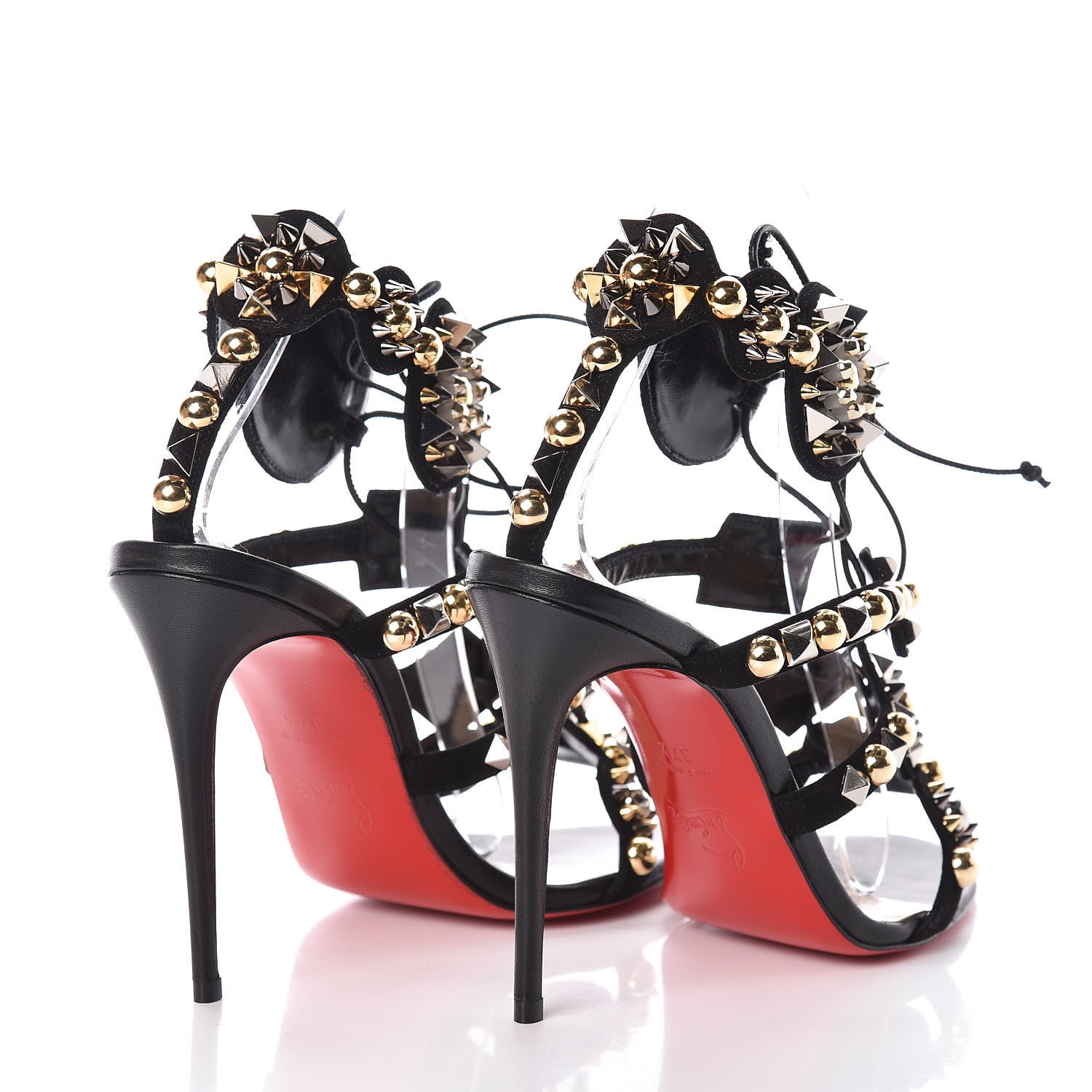 Christian Louboutin Shiny Nappa Studded Kaleikita 100 Sandals 37.5 Black 4 of 8