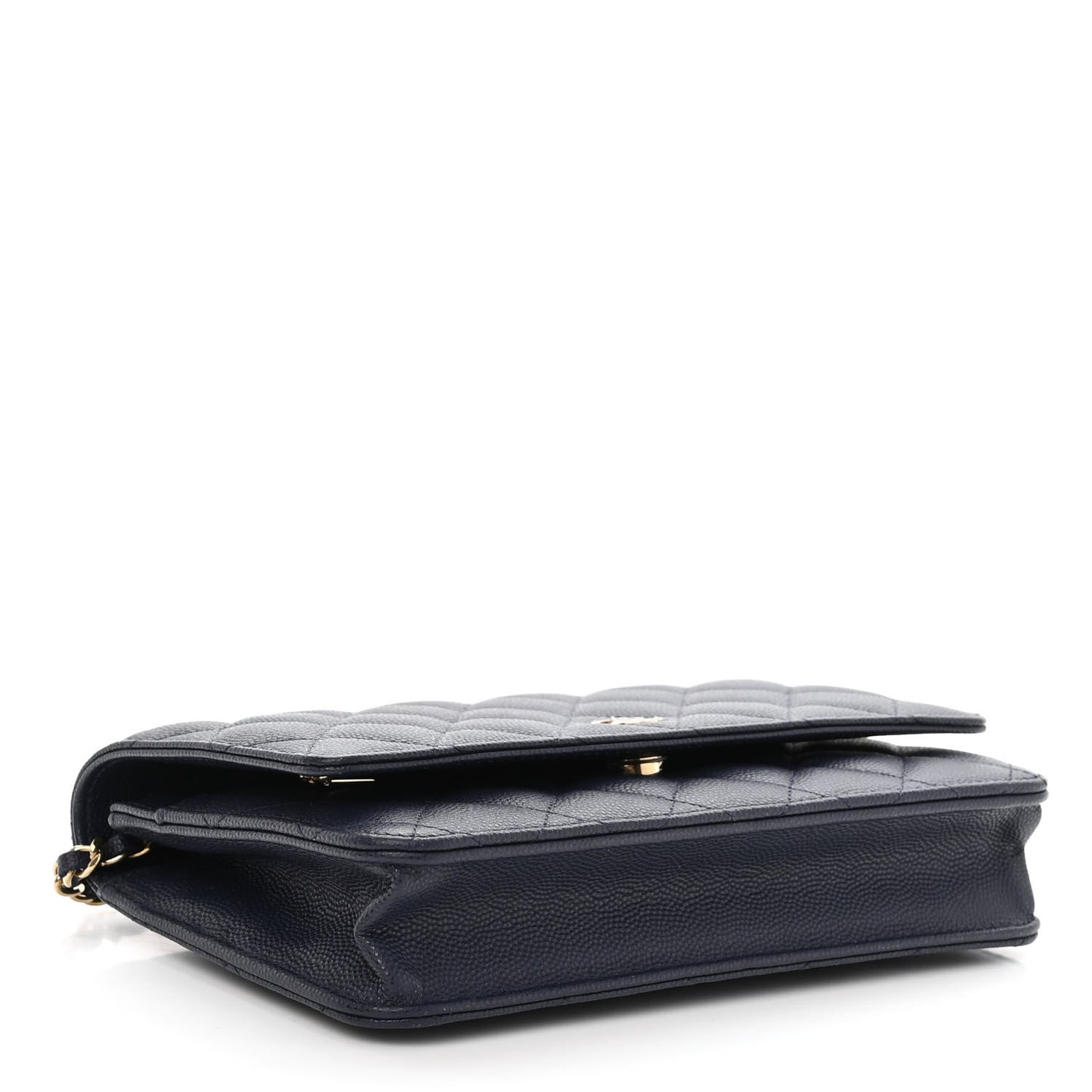 Caviar Quilted Wallet On Chain WOC Navy Blue