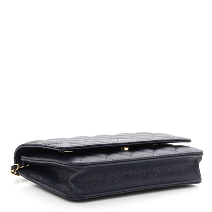 Chanel Caviar Quilted Wallet On Chain WOC Navy Blue 4 of 11