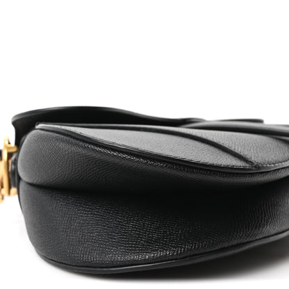 Christian Dior Grained Calfskin Saddle Bag With Strap Black 9 of 11