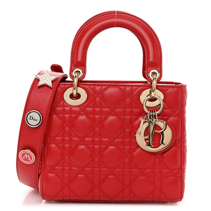 Christian Dior CHRISTIAN DIOR Lambskin Cannage Small Lucky Badges My Lady Dior Red 1 of 9