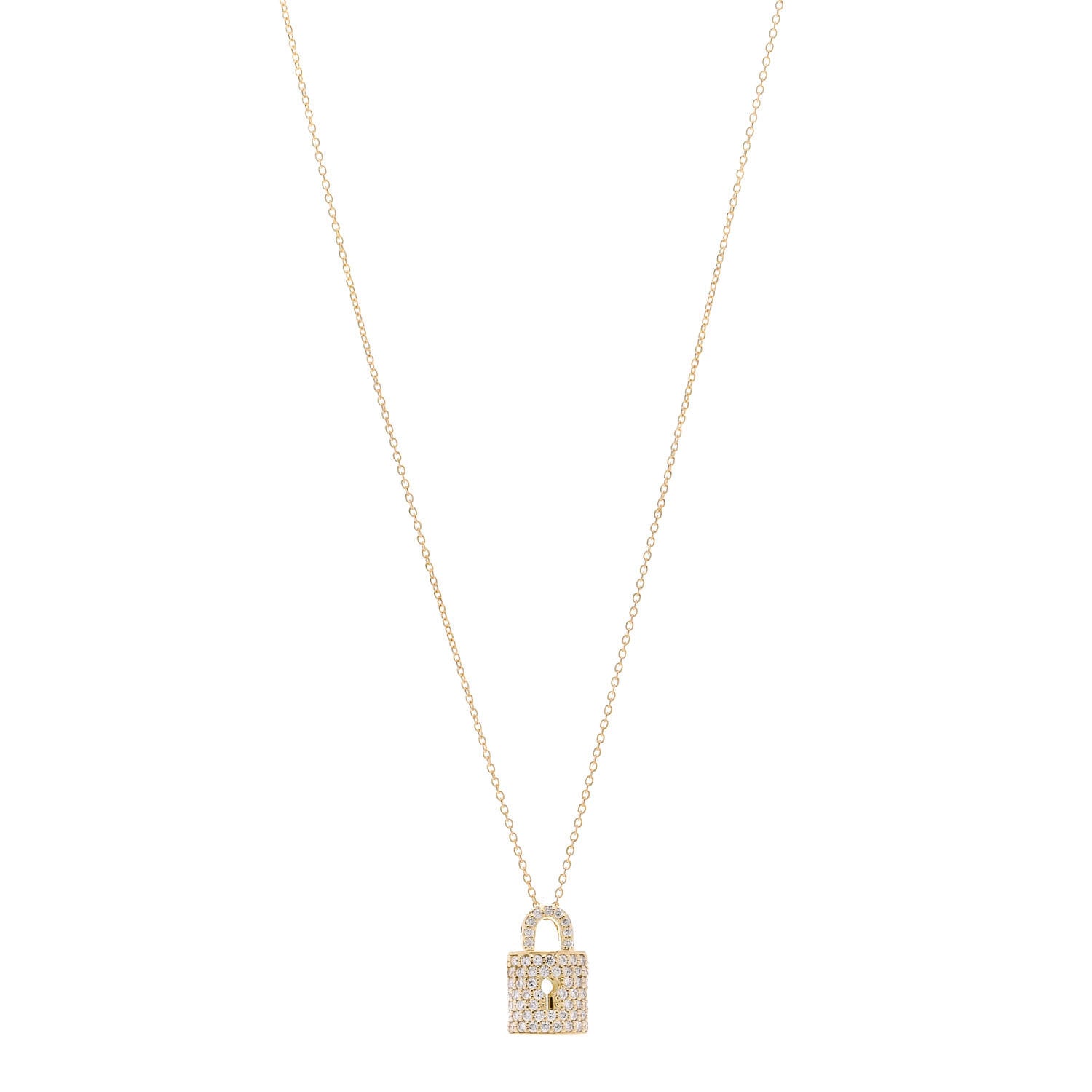 Roberto Coin 18K Yellow Gold Diamond Tiny Treasures Lock Pendant Necklace 1 of 5