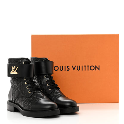 Louis Vuitton Calfskin Embossed Wonderland Ranger Boots 37 Black 9 of 9