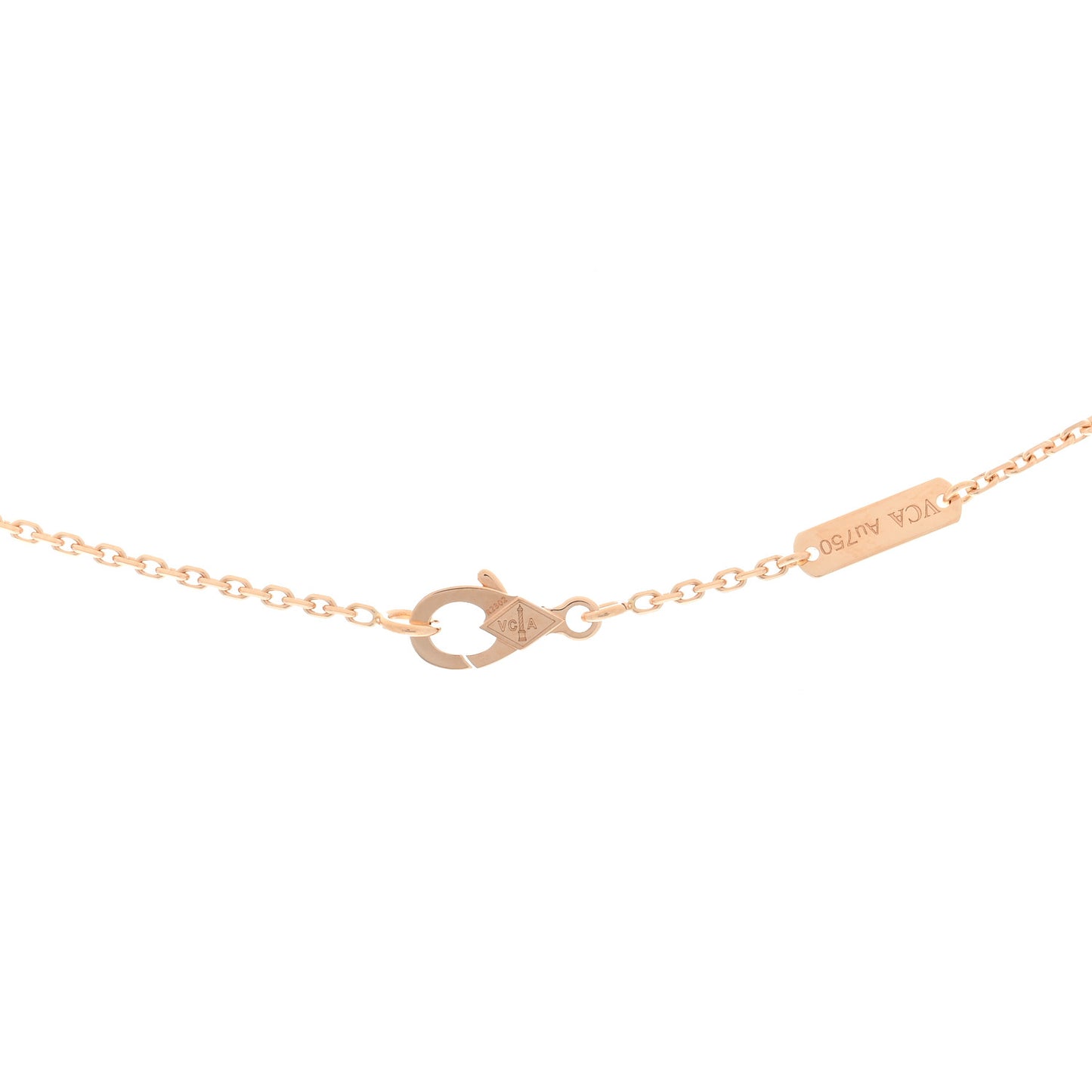18K Rose Gold Gray Mother of Pearl Vintage Alhambra Pendant Necklace