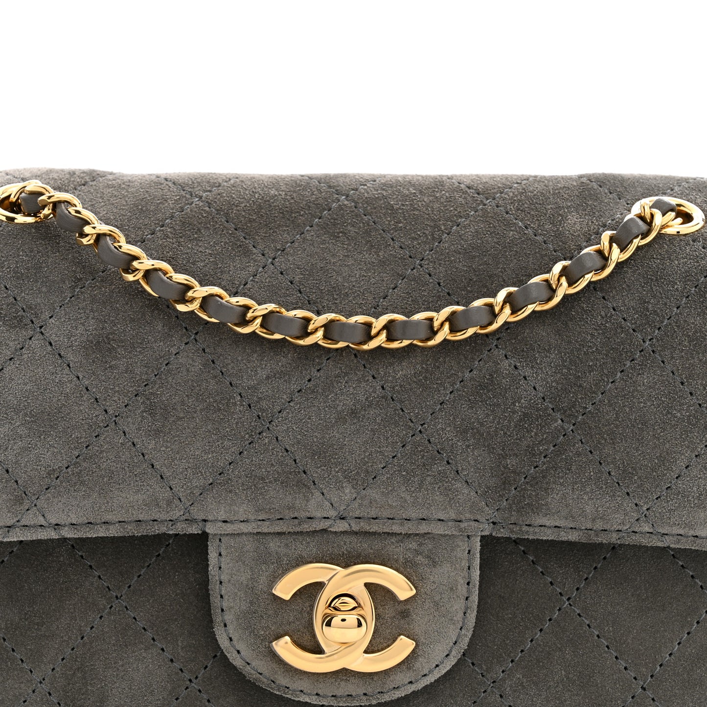 Suede Calfskin Mini Souplissimo Flap Dark Grey