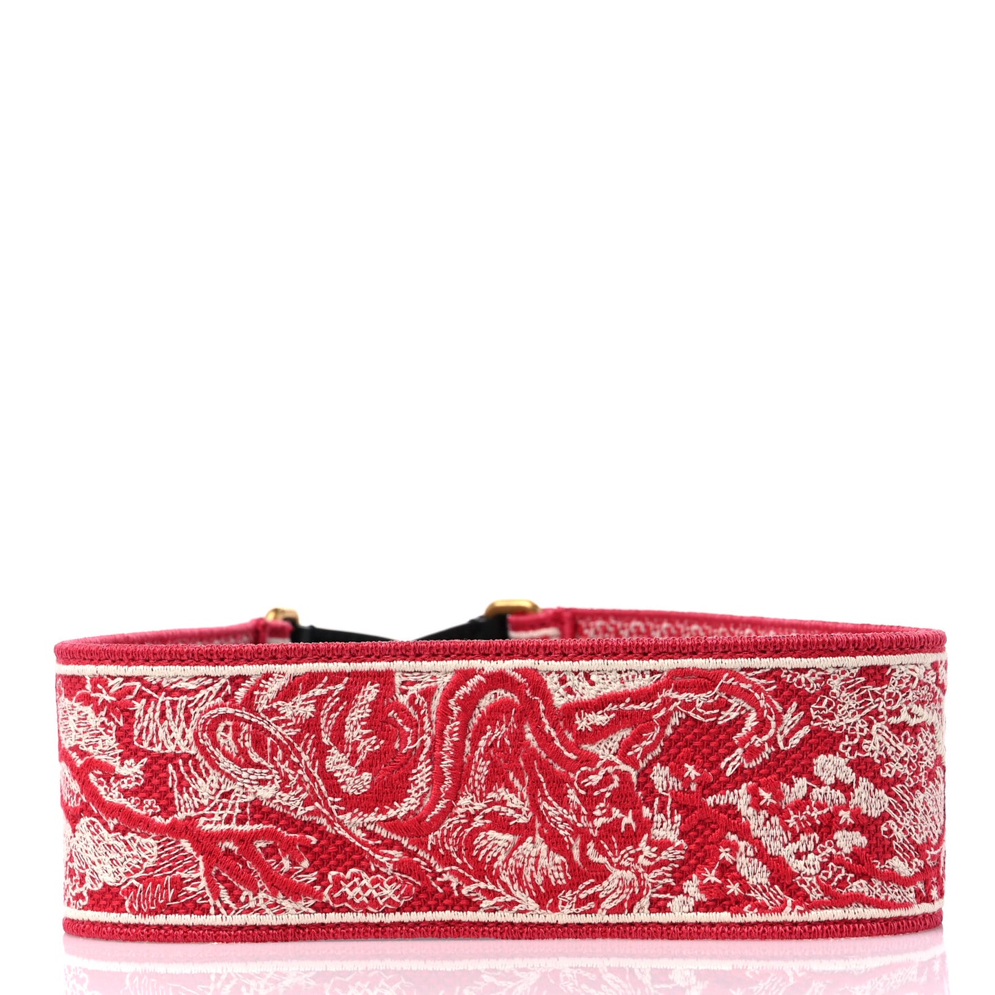 Canvas Embroidered Toile De Jouy Shoulder Strap Red