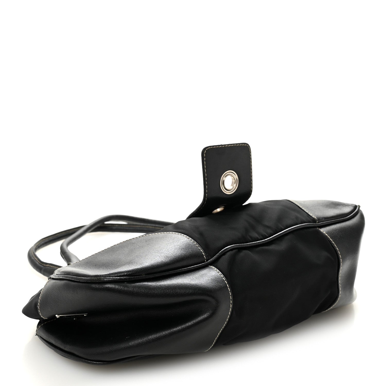 Prada Tessuto Nylon Moon Shoulder Bag Black 4 of 15
