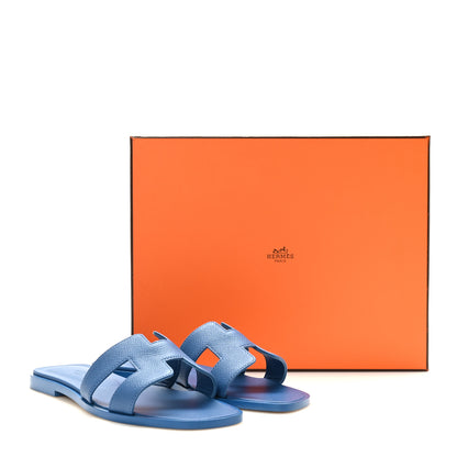 Hermes Epsom Oran Sandals 36 Bleu Bleuet 9 of 9