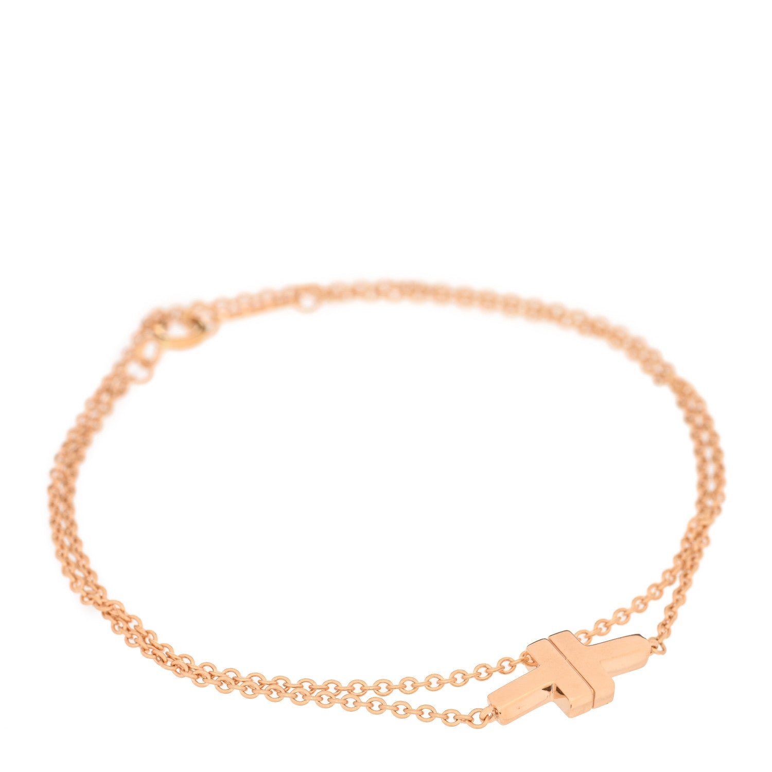 Tiffany 18K Rose Gold T Double Chain Bracelet 1 of 3