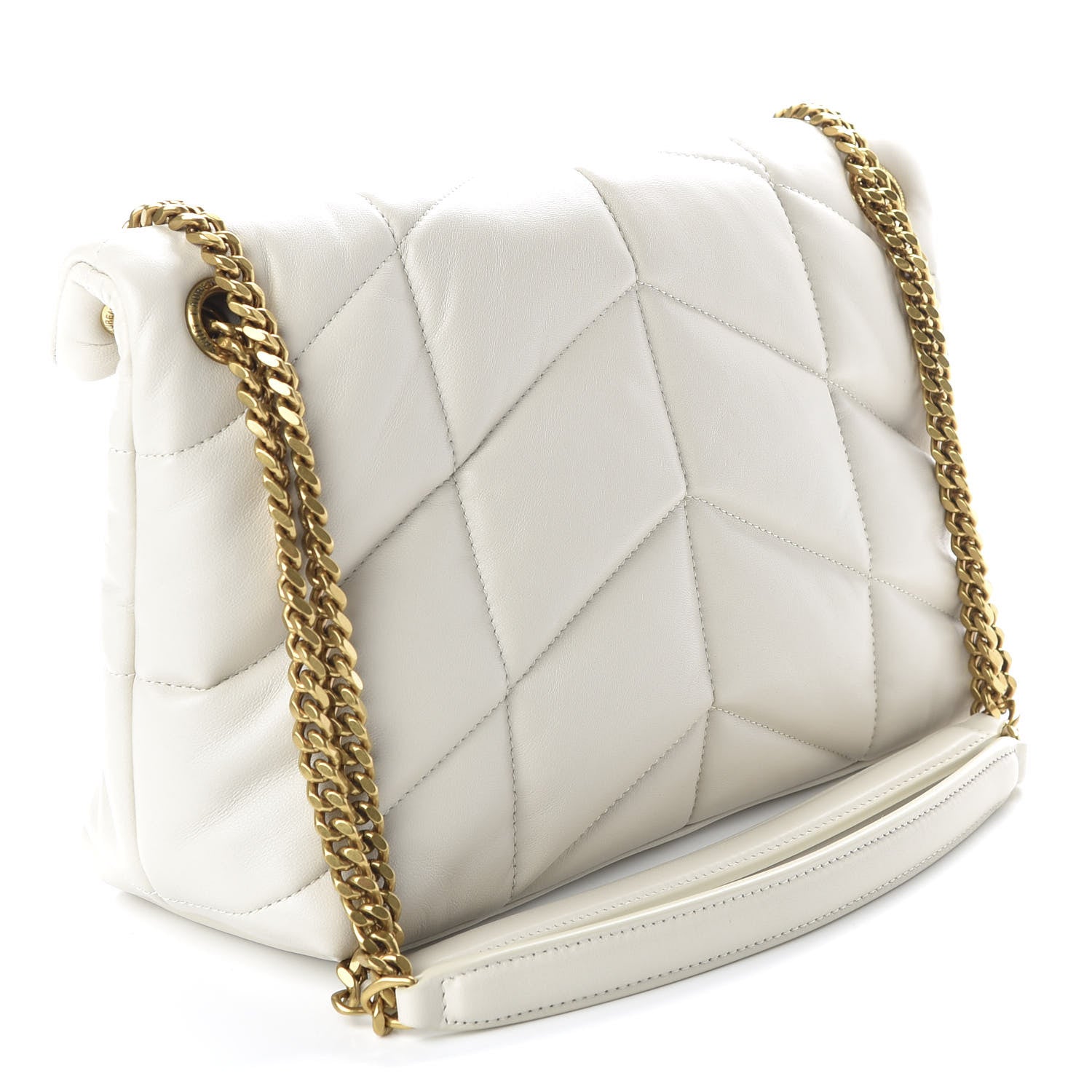 Saint Laurent Lambskin Quilted Small Loulou Puffer Monogram Chain Satchel Crema Soft 3 of 8
