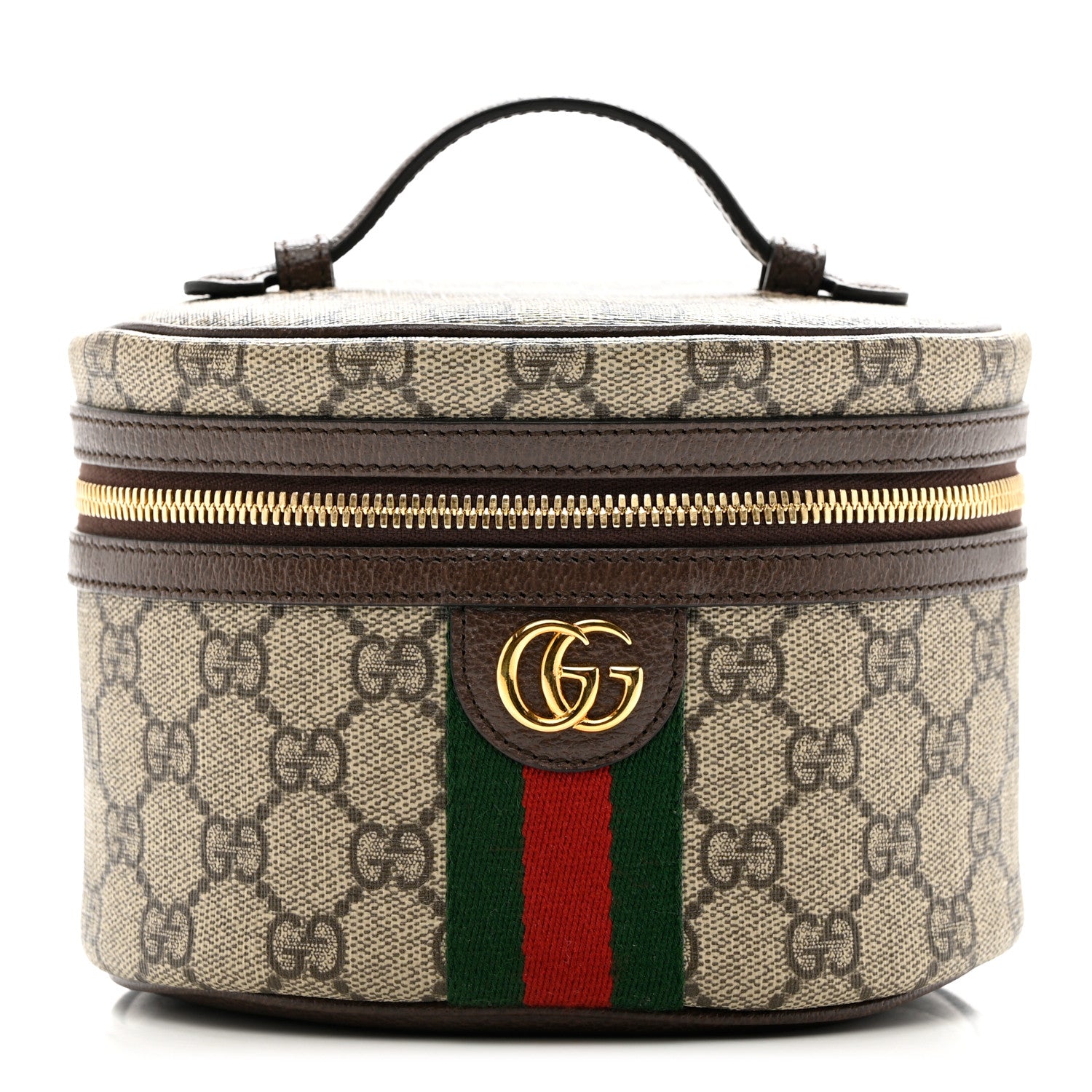 Gucci GG Supreme Monogram Textured Calfskin Web Ophidia Vanity Cosmetic Case Beige Ebony New Acero 1 of 6