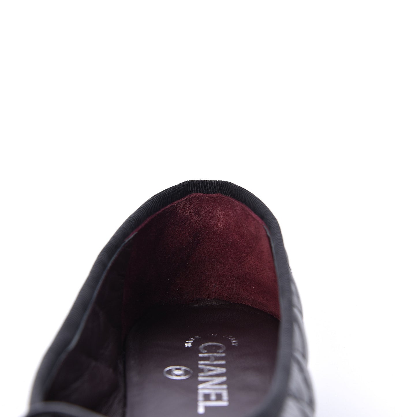 Aged Calfskin Quilted Cap Toe Ballerina Flats 39.5 Black