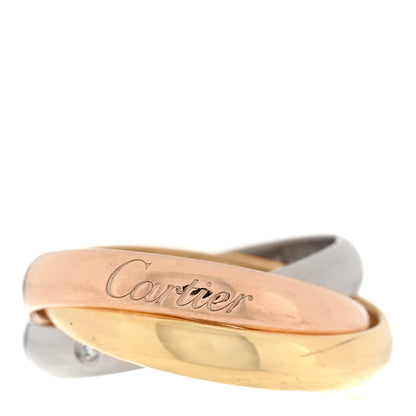 Cartier 18K Pink Yellow White Gold Diamond Trinity Ring 52 6 1 of 4
