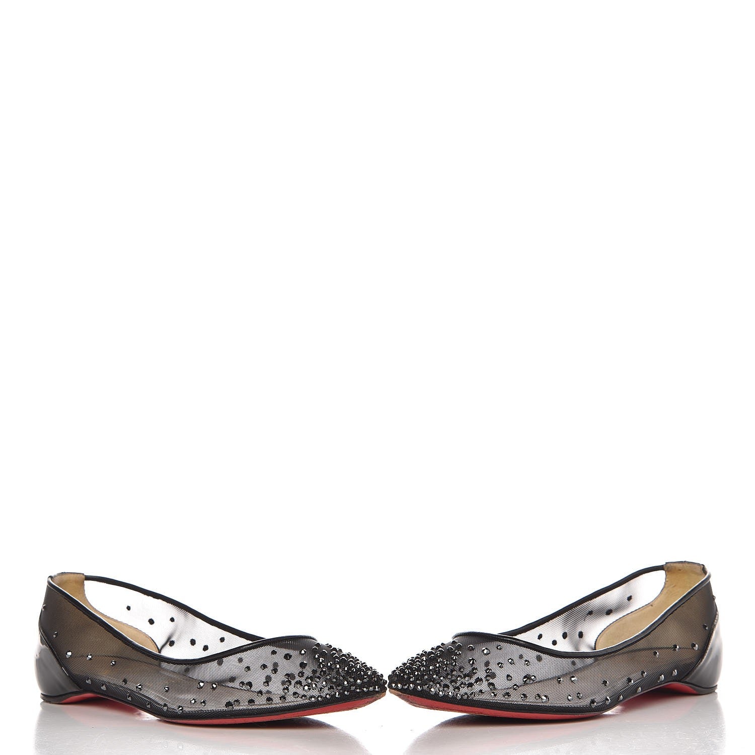 Christian Louboutin Mesh Crystal Embellished Follies Strass Flats 37 Black 5 of 10