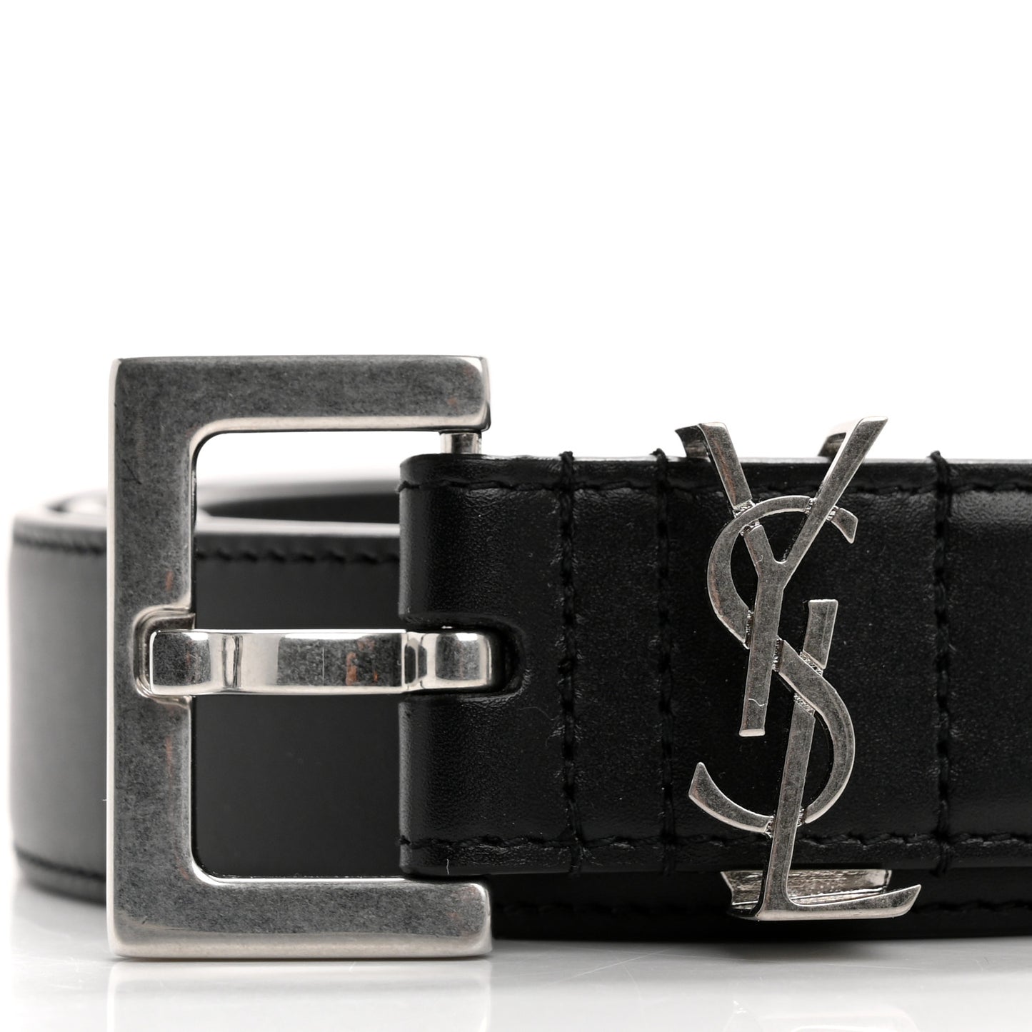 Lambskin Monogram Cassandre Square Buckle Belt 100 40 Black