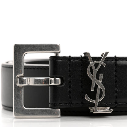 Saint Laurent Lambskin Monogram Cassandre Square Buckle Belt 100 40 Black 14 of 16