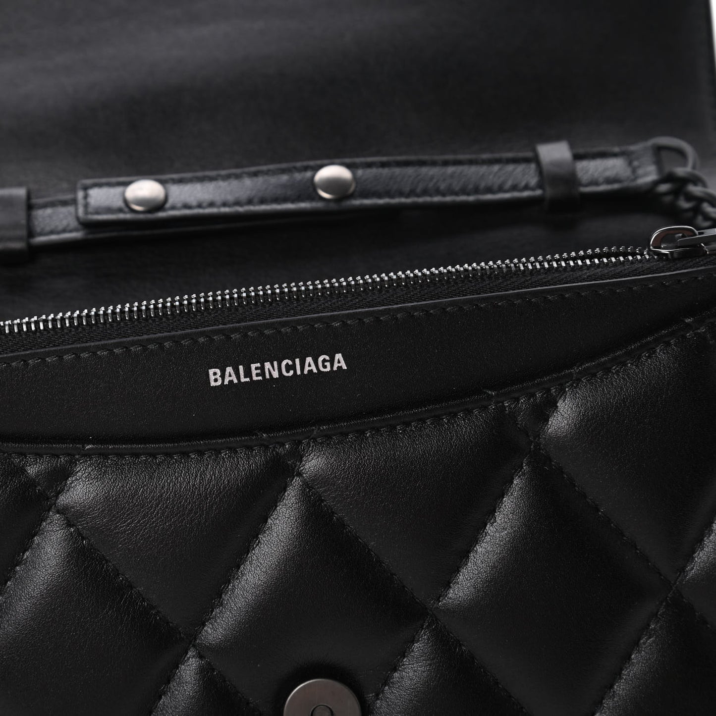 Calfskin Quilted Touch B Wallet on Chain Black
