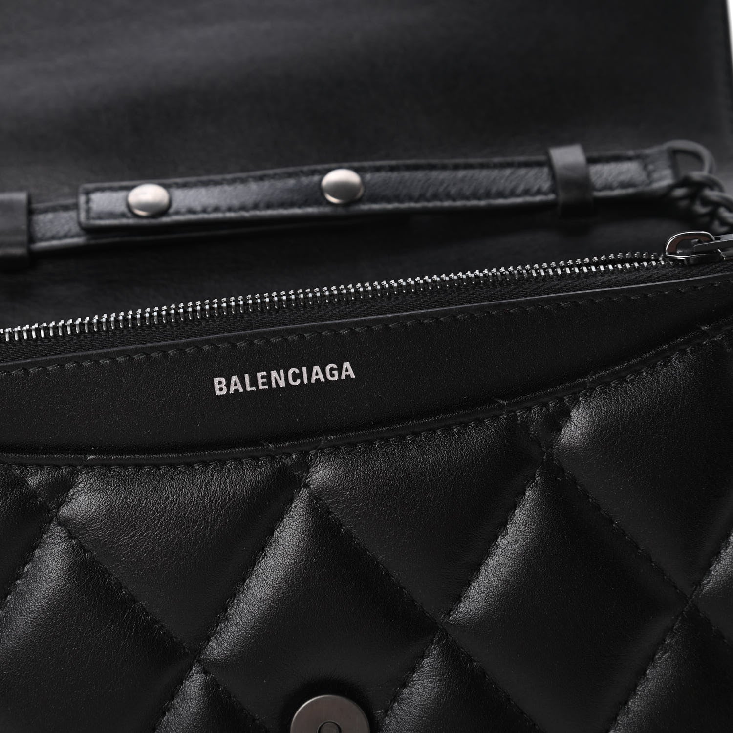 Balenciaga Calfskin Quilted Touch B Wallet on Chain Black 8 of 9