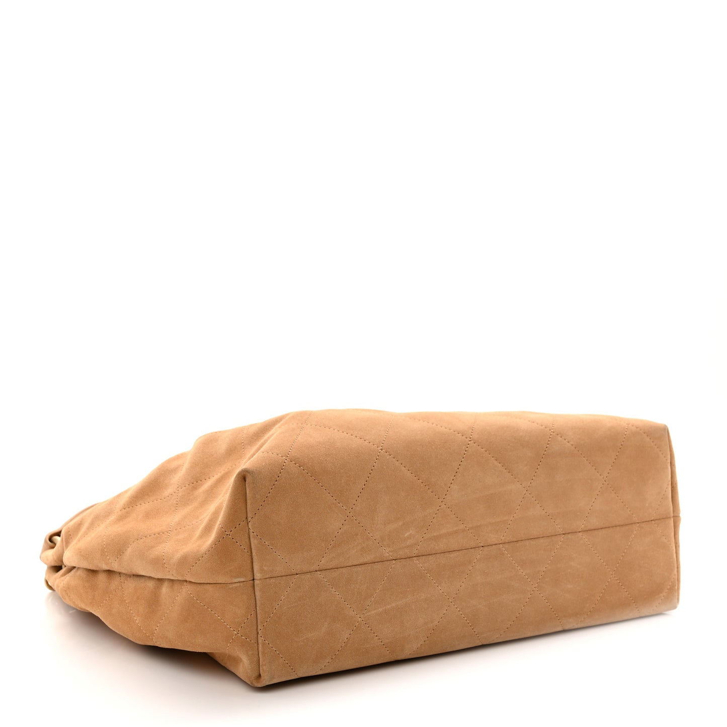 Suede Calfskin Lambskin Quilted Maxi Hobo Light Brown