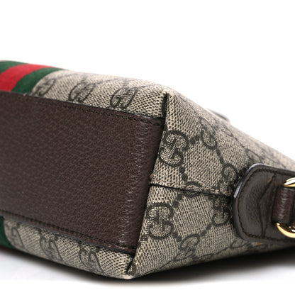 Gucci GG Supreme Monogram Textured Dollar Calfskin Web Small Ophidia Dome Shoulder Bag Beige Ebony New Acero 9 of 10