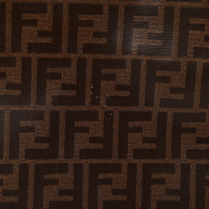 Fendi Glazed Fabric Vitello Century Plexiglass FF 1974 Stamp Patch Medium Runaway Shopper Tote Mogano Panna Black 12 of 12