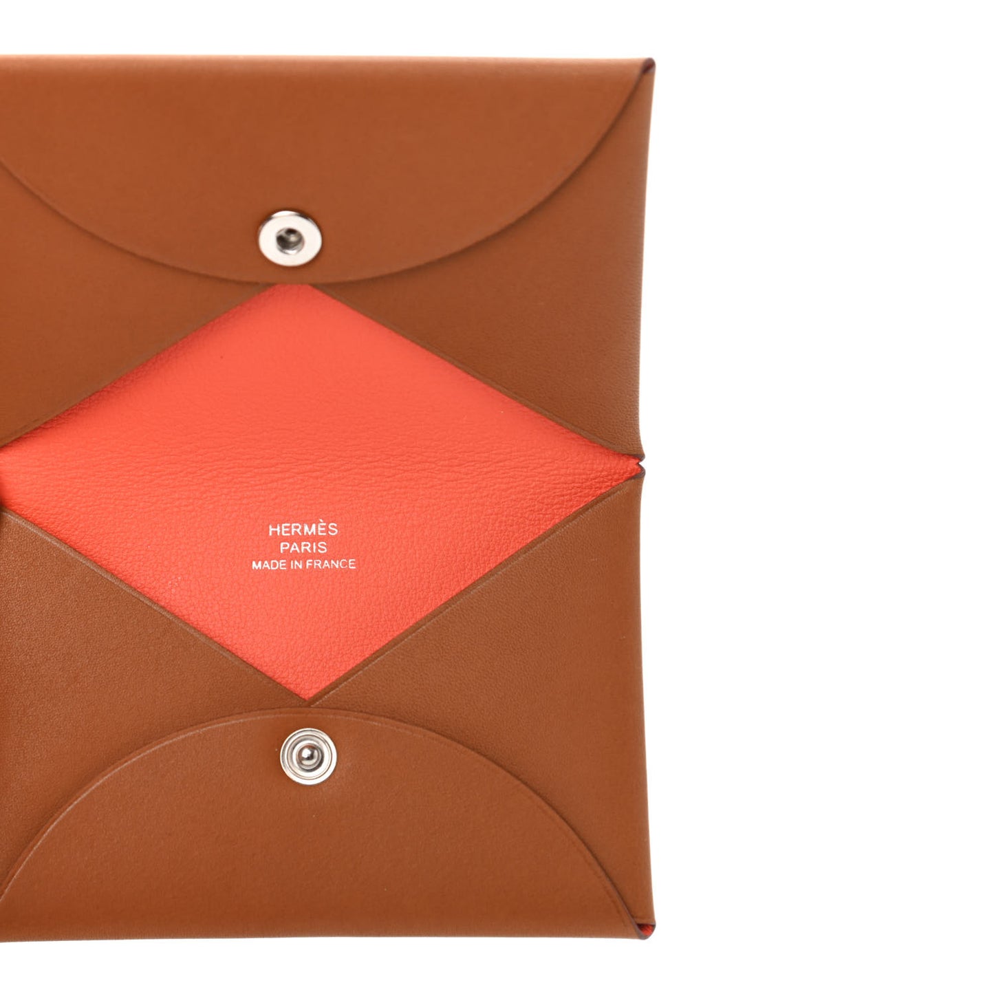 Barenia Verso Calvi Card Case Fauve Orange Poppy